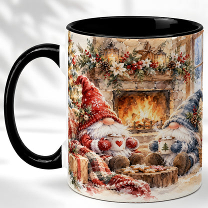 #pl[11oz|Black] Watercolor Gnome Coffee Mug, Cozy Winter Mug, Ceramic Cup