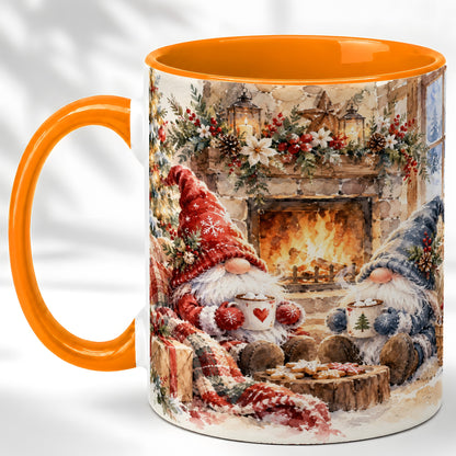 #pl[11oz|Orange] Watercolor Gnome Coffee Mug, Cozy Winter Mug, Ceramic Cup