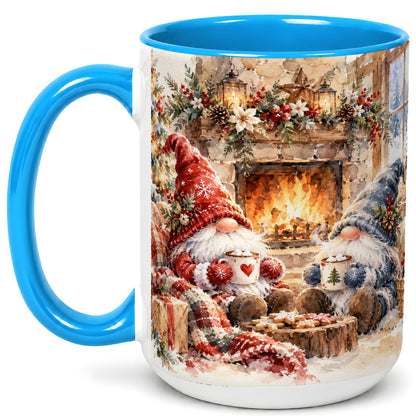 #pl[15oz|Blue] Watercolor Gnome Coffee Mug, Cozy Winter Mug, Ceramic Cup