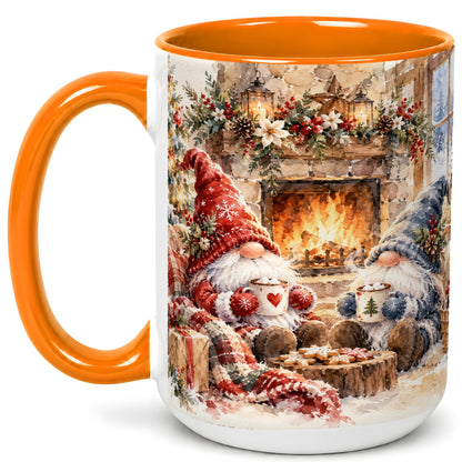 #pl[15oz|Orange] Watercolor Gnome Coffee Mug, Cozy Winter Mug, Ceramic Cup