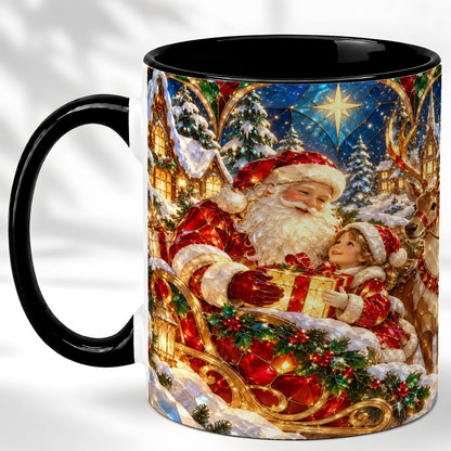 #pl[11oz|Black] Santa Gift Coffee Mug, Christmas Reindeer Mug, Ceramic Cup