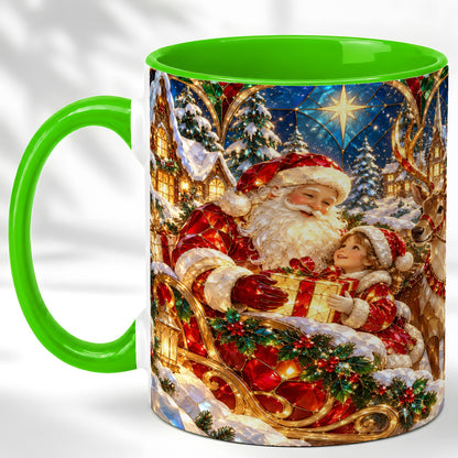 #pl[11oz|Green] Santa Gift Coffee Mug, Christmas Reindeer Mug, Ceramic Cup