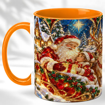 #pl[11oz|Orange] Santa Gift Coffee Mug, Christmas Reindeer Mug, Ceramic Cup