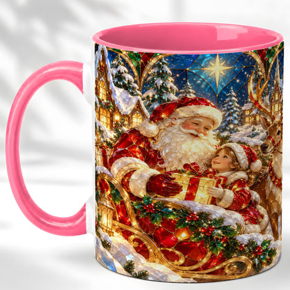 #pl[11oz|Pink] Santa Gift Coffee Mug, Christmas Reindeer Mug, Ceramic Cup
