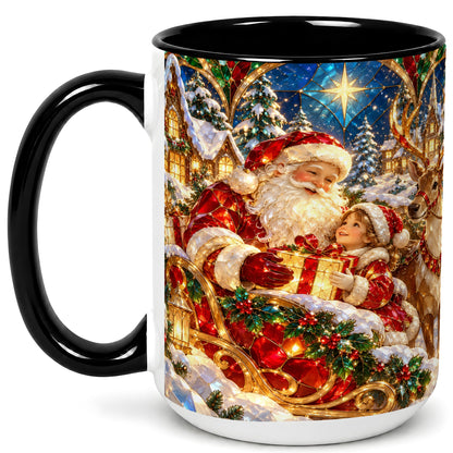 #pl[15oz|Black] Santa Gift Coffee Mug, Christmas Reindeer Mug, Ceramic Cup