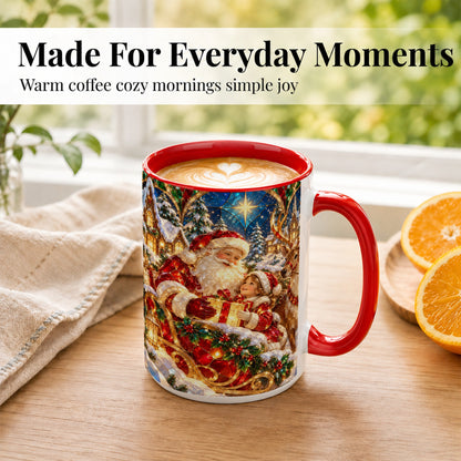 #pl[15oz|Red] Santa Gift Coffee Mug, Christmas Reindeer Mug, Ceramic Cup