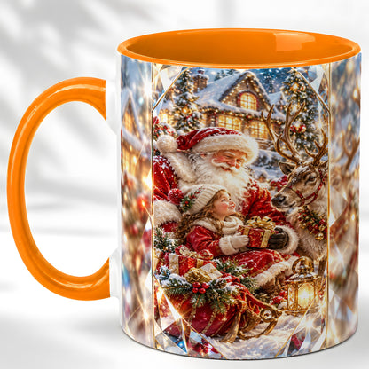 #pl[11oz|Orange] Santa Village Coffee Mug, Reindeer Christmas Mug, Ceramic Cup