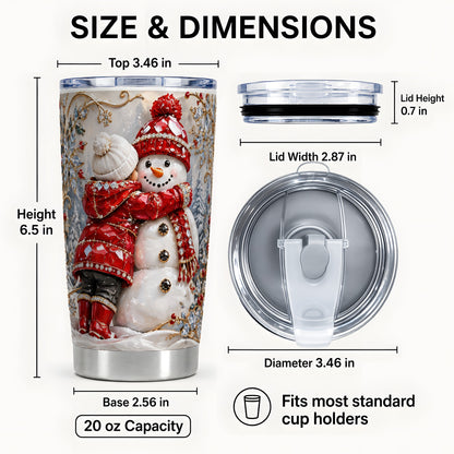#pl[20oz|Steel] Snowman Hug Tumbler 20oz, Winter Tumbler, Stainless Steel Travel Cup