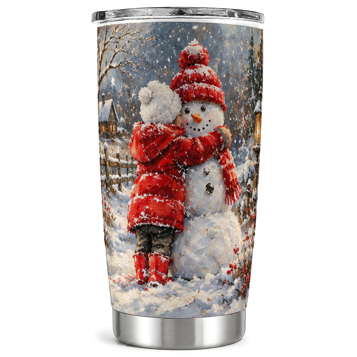 Snowman Hug Tumbler 20oz, Snowy Tumbler, Stainless Steel Travel Cup