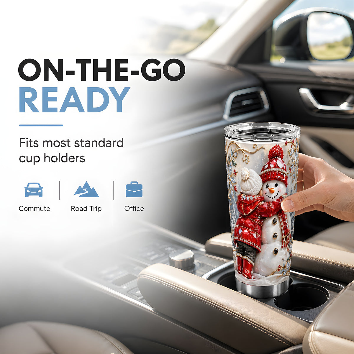 Snowman Hug Tumbler 20oz, Winter Tumbler, Stainless Steel Travel Cup