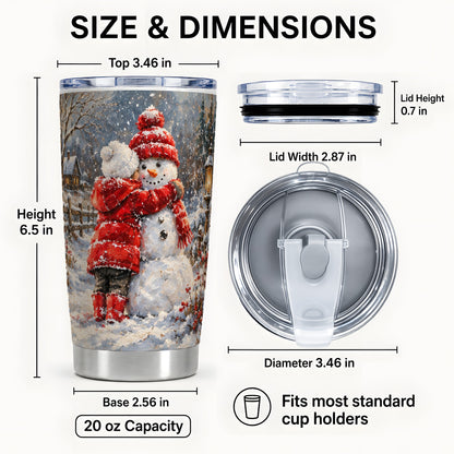 #pl[20oz|Steel] Snowman Hug Tumbler 20oz, Snowy Tumbler, Stainless Steel Travel Cup