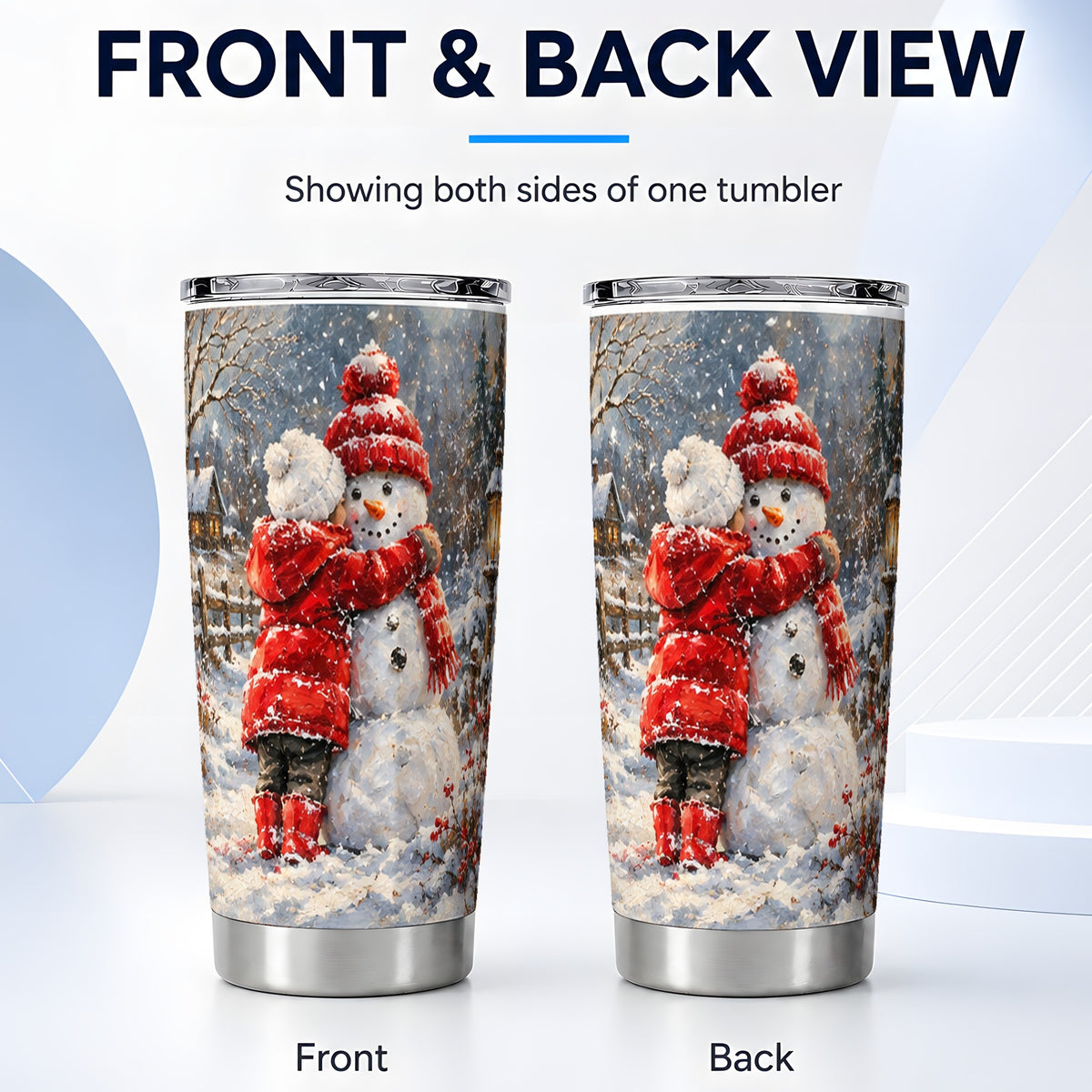 #pl[20oz|Steel] Snowman Hug Tumbler 20oz, Snowy Tumbler, Stainless Steel Travel Cup