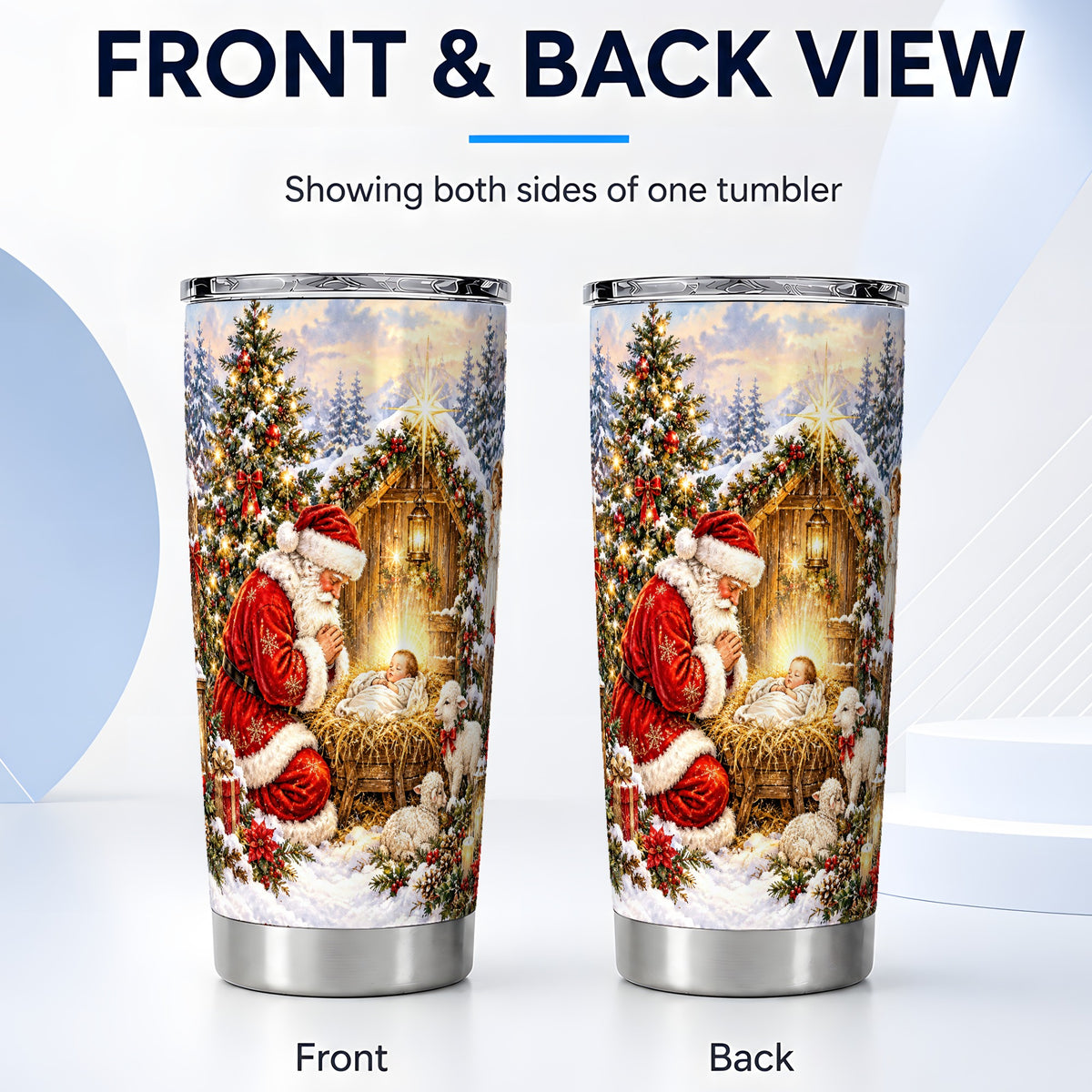 #pl[20oz|Steel] Christmas Manger Tumbler 20oz, Santa Tumbler, Stainless Steel Travel Cup