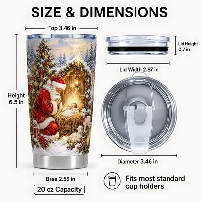 #pl[20oz|Steel] Christmas Manger Tumbler 20oz, Santa Tumbler, Stainless Steel Travel Cup