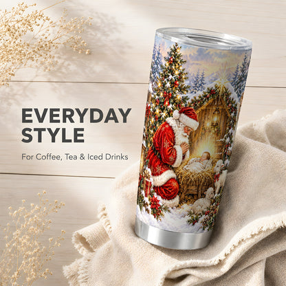 Christmas Manger Tumbler 20oz, Santa Tumbler, Stainless Steel Travel Cup