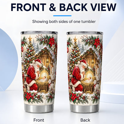 #pl[20oz|Steel] Christmas Manger Tumbler 20oz, Santa Tumbler, Stainless Steel Travel Cup