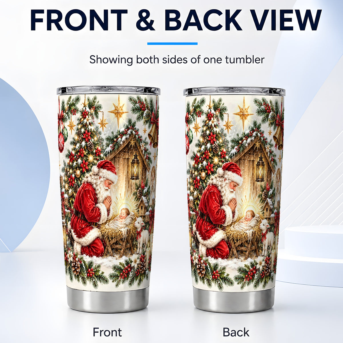 #pl[20oz|Steel] Christmas Manger Tumbler 20oz, Santa Tumbler, Stainless Steel Travel Cup