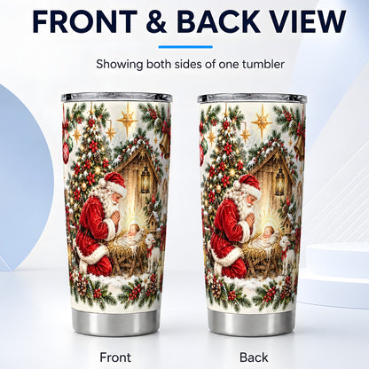 #pl[20oz|Steel] Christmas Manger Tumbler 20oz, Santa Tumbler, Stainless Steel Travel Cup