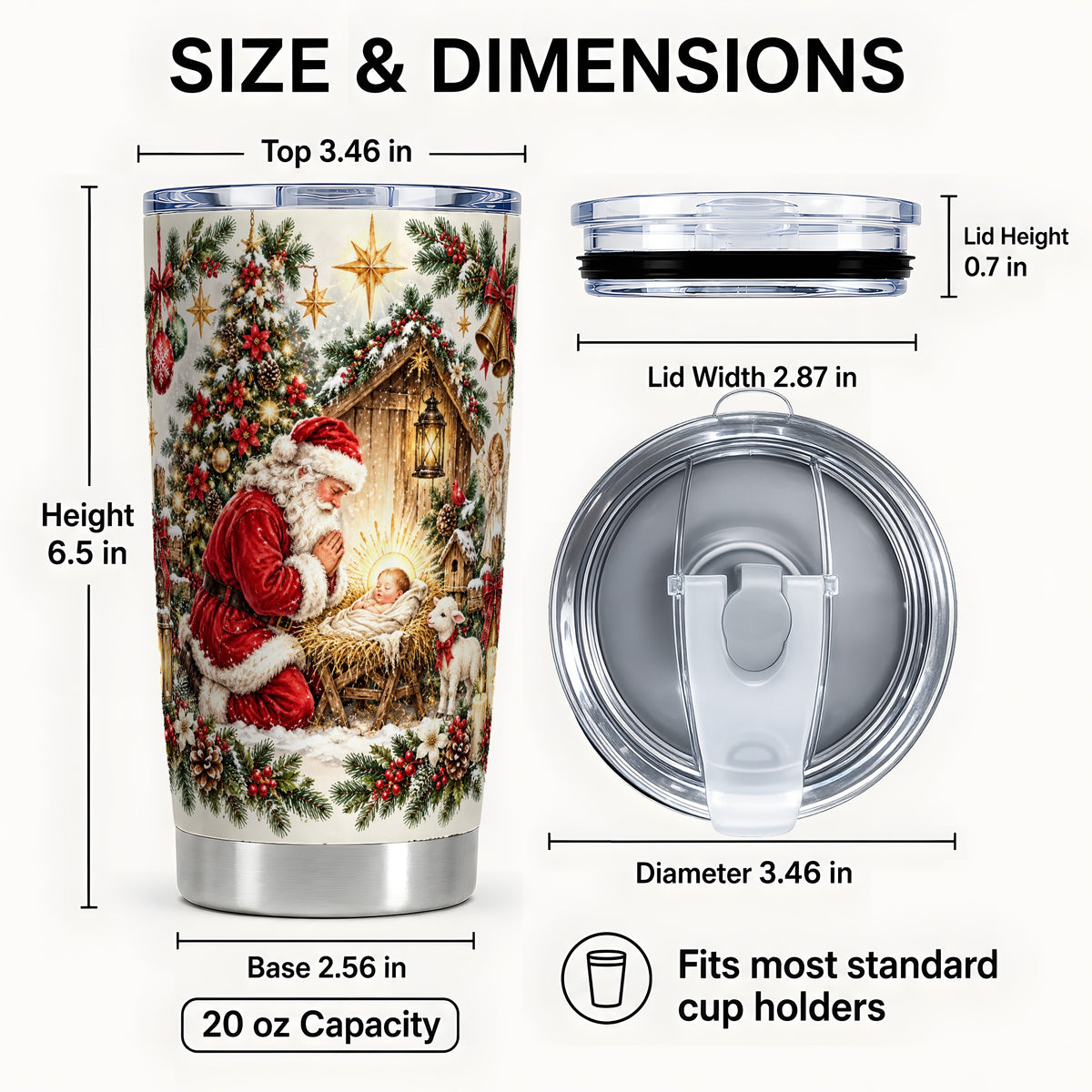 #pl[20oz|Steel] Christmas Manger Tumbler 20oz, Santa Tumbler, Stainless Steel Travel Cup