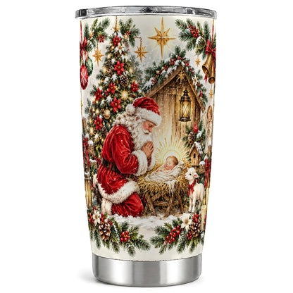 Christmas Manger Tumbler 20oz, Santa Tumbler, Stainless Steel Travel Cup