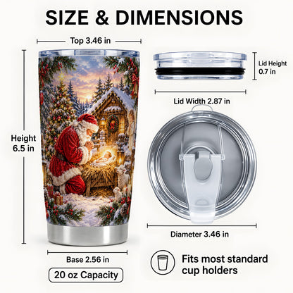#pl[20oz|Steel] Snowy Santa Tumbler 20oz, Christmas Tumbler, Stainless Steel Travel Cup