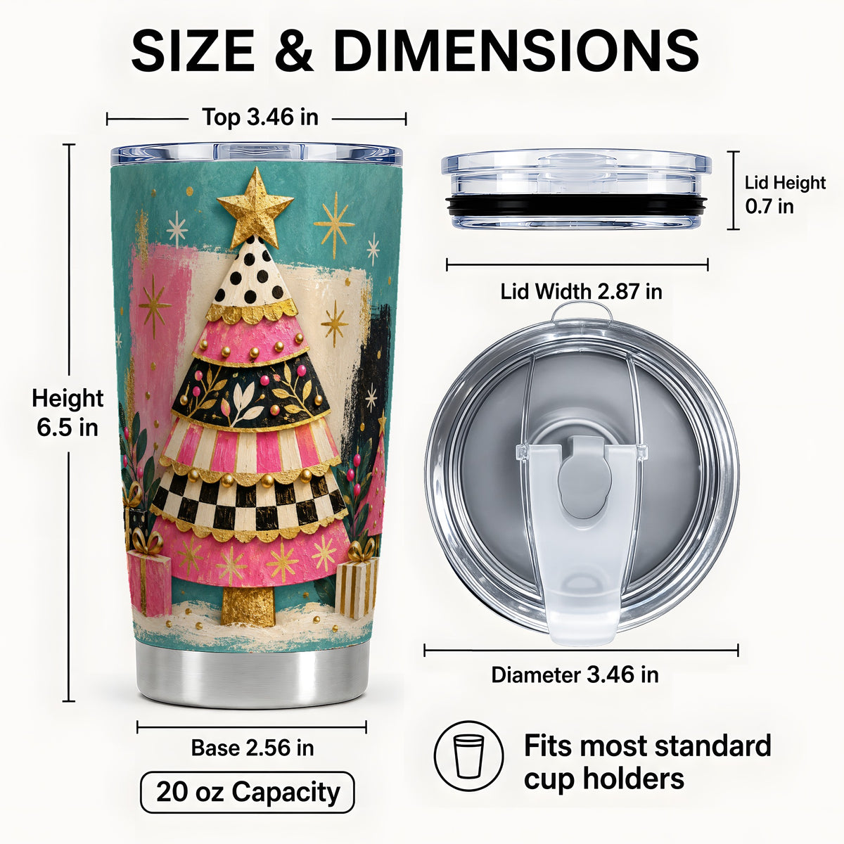 #pl[20oz|Steel] Pink Tree Tumbler 20oz, Festive Tumbler, Stainless Steel Travel Cup