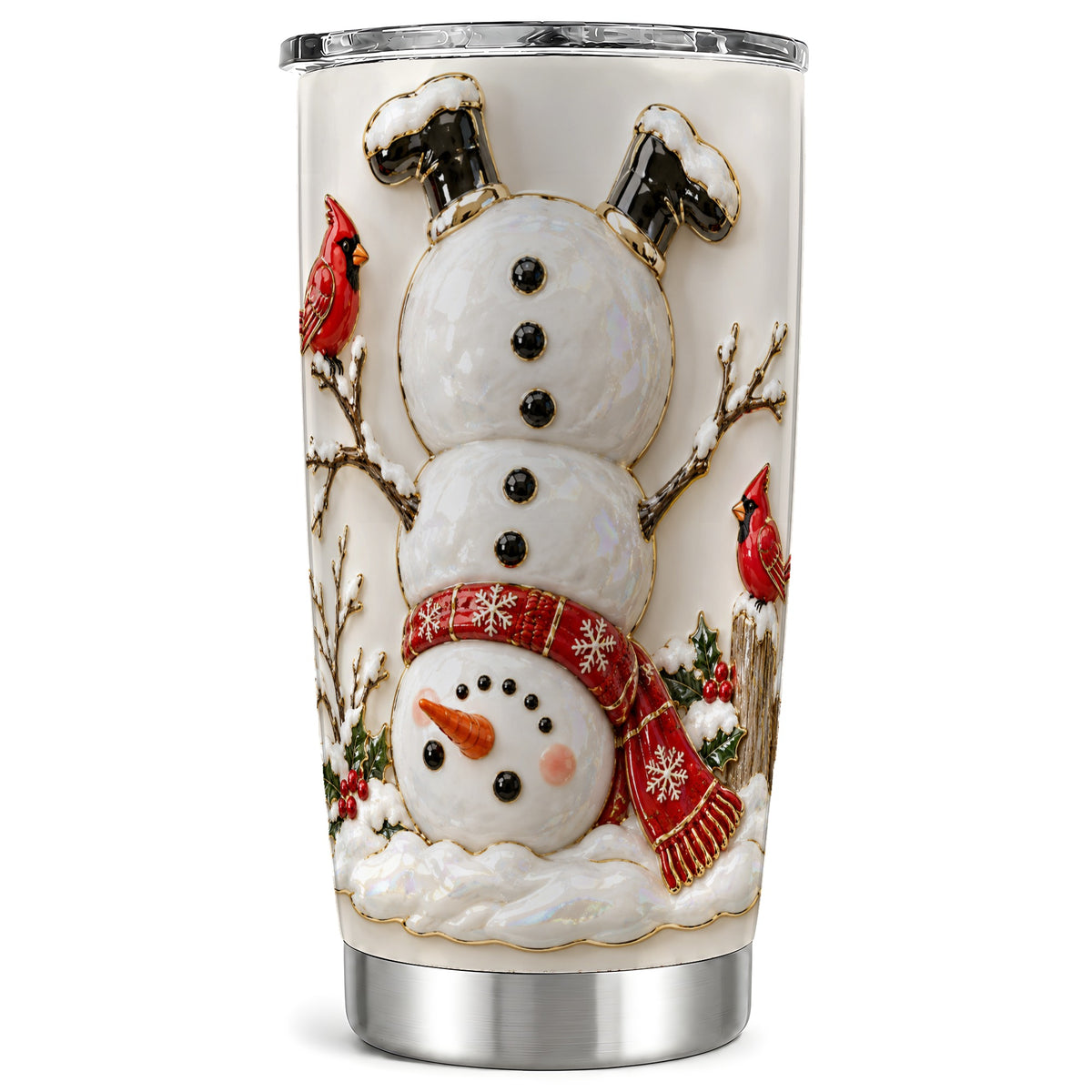 Snowman Tumbler 20oz, Cardinal Tumbler, Stainless Steel Travel Cup