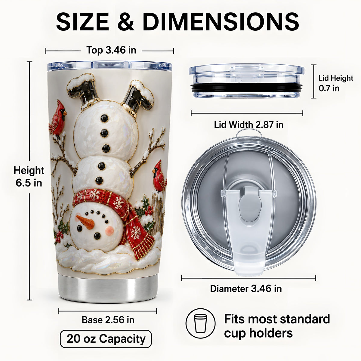 #pl[20oz|Steel] Snowman Tumbler 20oz, Cardinal Tumbler, Stainless Steel Travel Cup