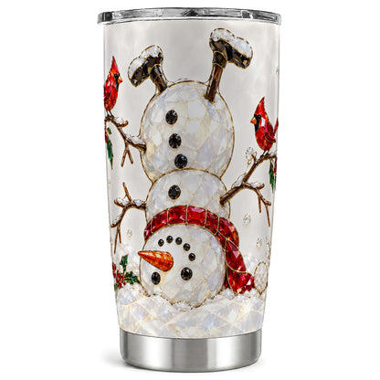 Sparkling Snowman Tumbler 20oz, Cardinal Tumbler, Stainless Steel Travel Cup
