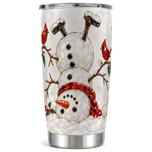 Sparkling Snowman Tumbler 20oz, Cardinal Tumbler, Stainless Steel Travel Cup
