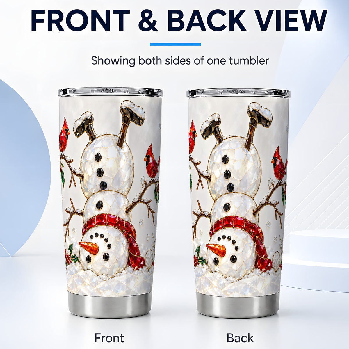 #pl[20oz|Steel] Sparkling Snowman Tumbler 20oz, Cardinal Tumbler, Stainless Steel Travel Cup