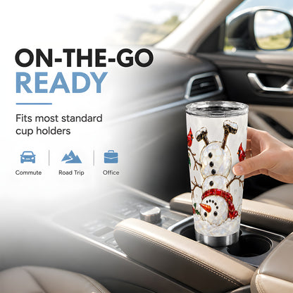 Sparkling Snowman Tumbler 20oz, Cardinal Tumbler, Stainless Steel Travel Cup