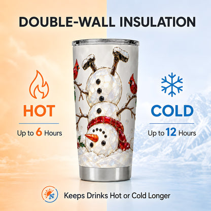 Sparkling Snowman Tumbler 20oz, Cardinal Tumbler, Stainless Steel Travel Cup