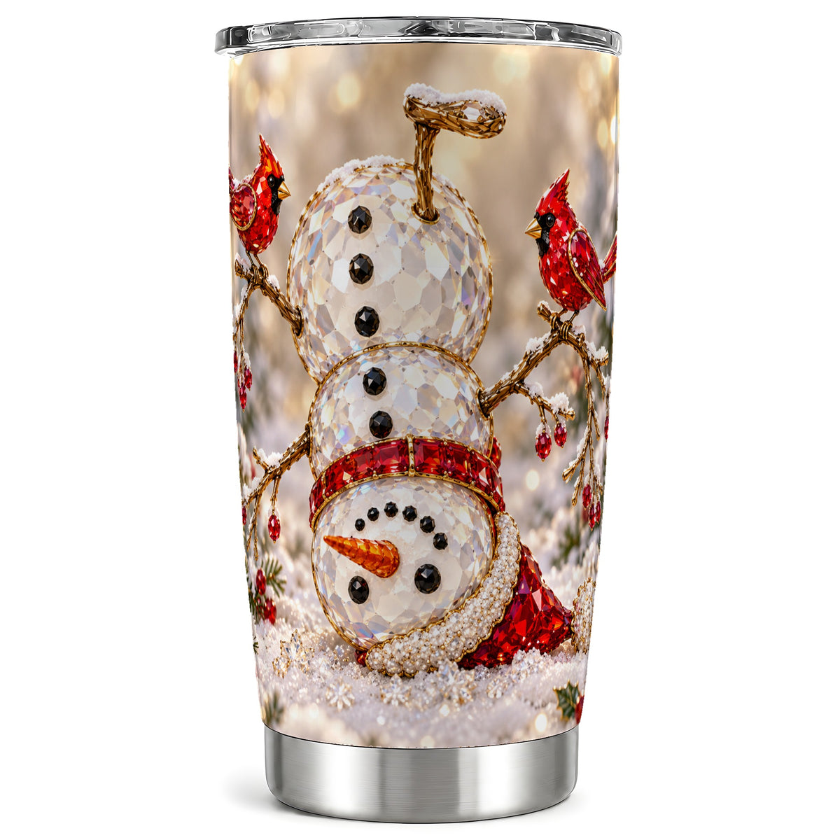 Snowman Tumbler 20oz, Red Cardinal Tumbler, Stainless Steel Travel Cup