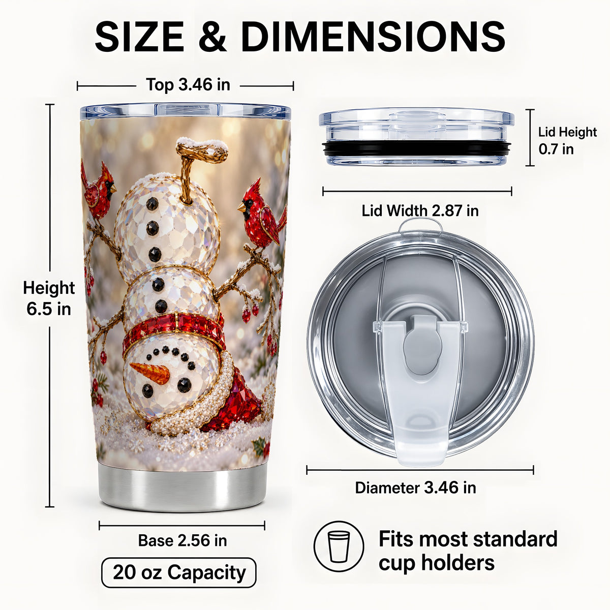 #pl[20oz|Steel] Snowman Tumbler 20oz, Red Cardinal Tumbler, Stainless Steel Travel Cup