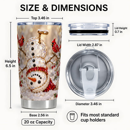#pl[20oz|Steel] Snowman Tumbler 20oz, Red Cardinal Tumbler, Stainless Steel Travel Cup