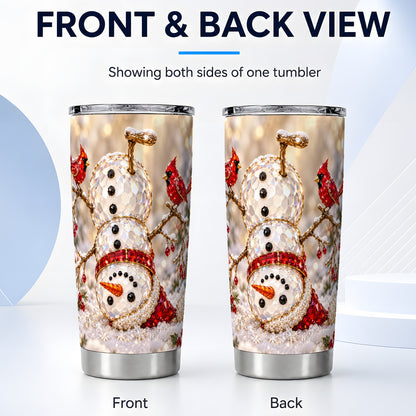 #pl[20oz|Steel] Snowman Tumbler 20oz, Red Cardinal Tumbler, Stainless Steel Travel Cup