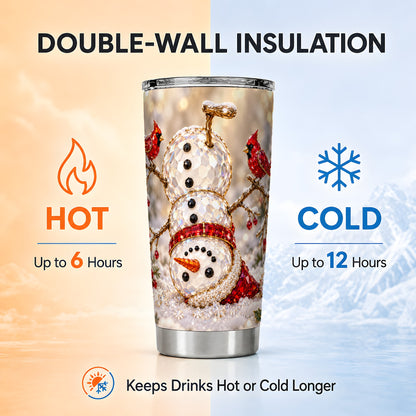 Snowman Tumbler 20oz, Red Cardinal Tumbler, Stainless Steel Travel Cup
