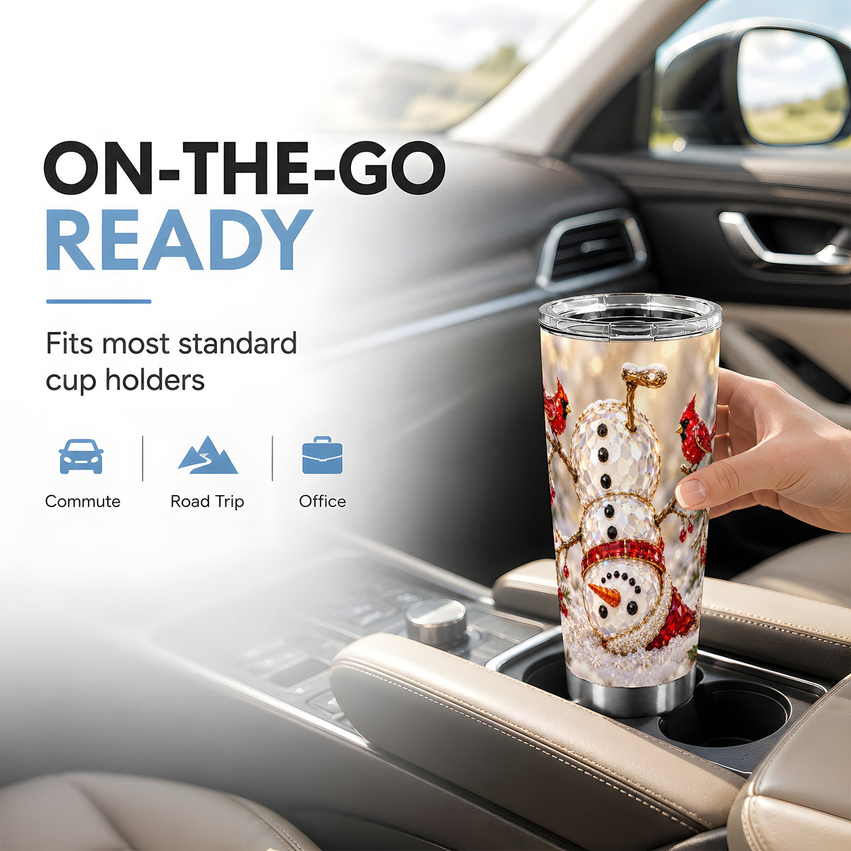 Snowman Tumbler 20oz, Red Cardinal Tumbler, Stainless Steel Travel Cup