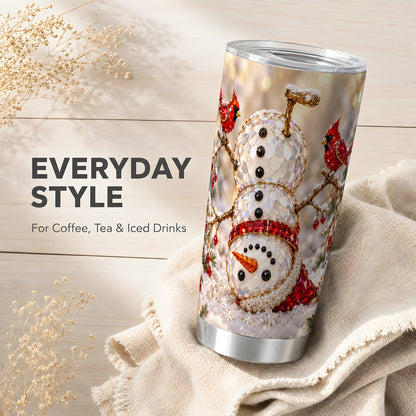 Snowman Tumbler 20oz, Red Cardinal Tumbler, Stainless Steel Travel Cup