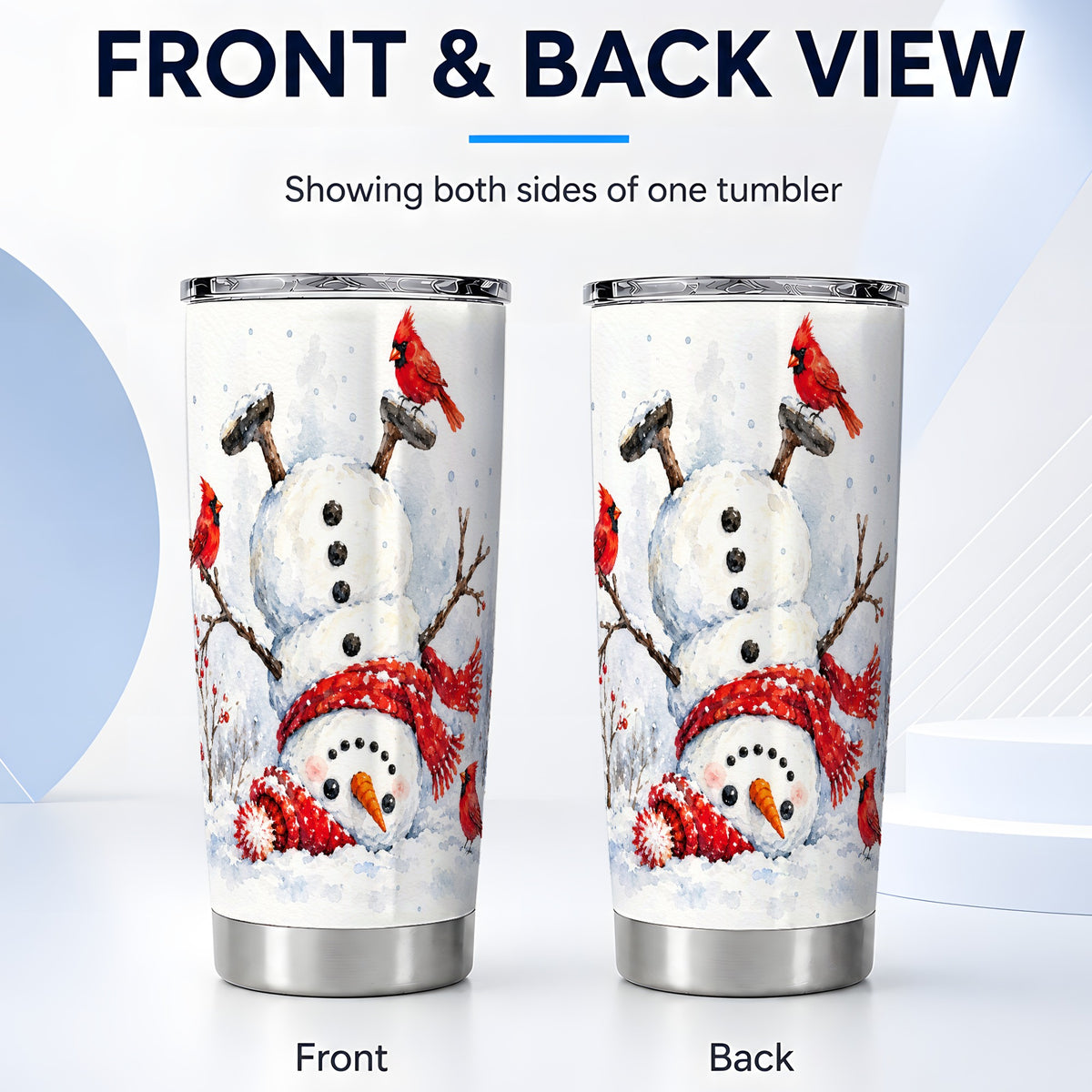 #pl[20oz|Steel] Snowman Tumbler 20oz, Cardinal Tumbler, Stainless Steel Travel Cup