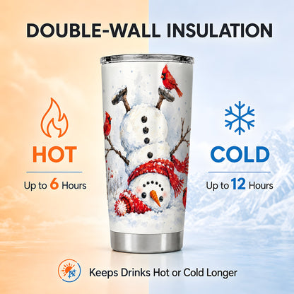 Snowman Tumbler 20oz, Cardinal Tumbler, Stainless Steel Travel Cup
