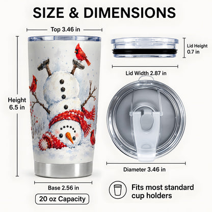 #pl[20oz|Steel] Snowman Tumbler 20oz, Cardinal Tumbler, Stainless Steel Travel Cup