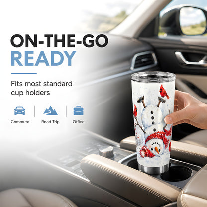 Snowman Tumbler 20oz, Cardinal Tumbler, Stainless Steel Travel Cup