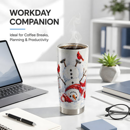 Snowman Tumbler 20oz, Cardinal Tumbler, Stainless Steel Travel Cup