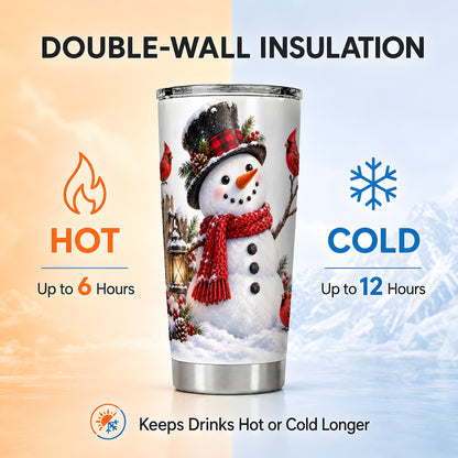 Snowman Tumbler 20oz, Cardinal Tumbler, Stainless Steel Travel Cup