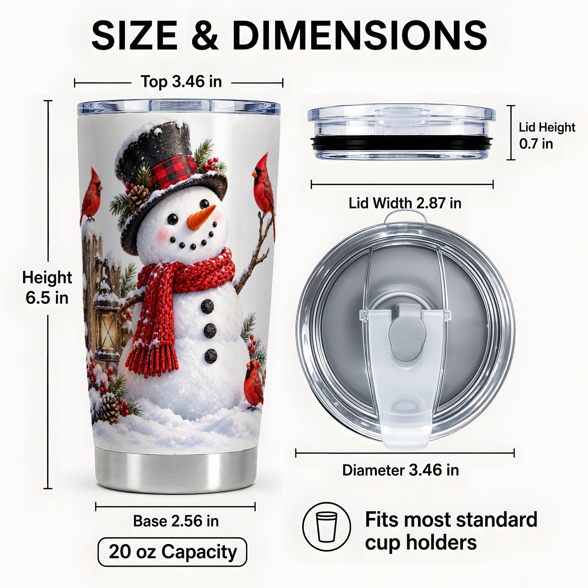 #pl[20oz|Steel] Snowman Tumbler 20oz, Cardinal Tumbler, Stainless Steel Travel Cup