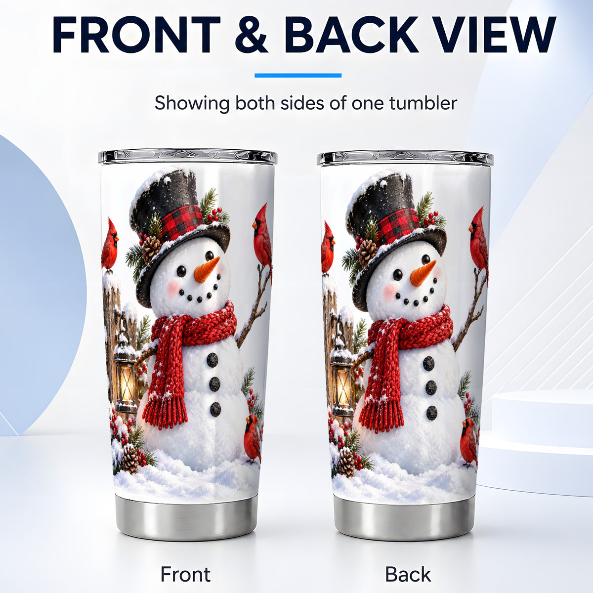 #pl[20oz|Steel] Snowman Tumbler 20oz, Cardinal Tumbler, Stainless Steel Travel Cup