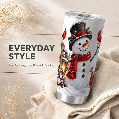 Snowman Tumbler 20oz, Cardinal Tumbler, Stainless Steel Travel Cup