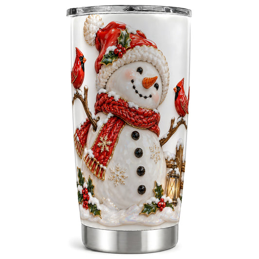 Holiday Snowman Tumbler 20oz, Cardinal Tumbler, Stainless Steel Travel Cup